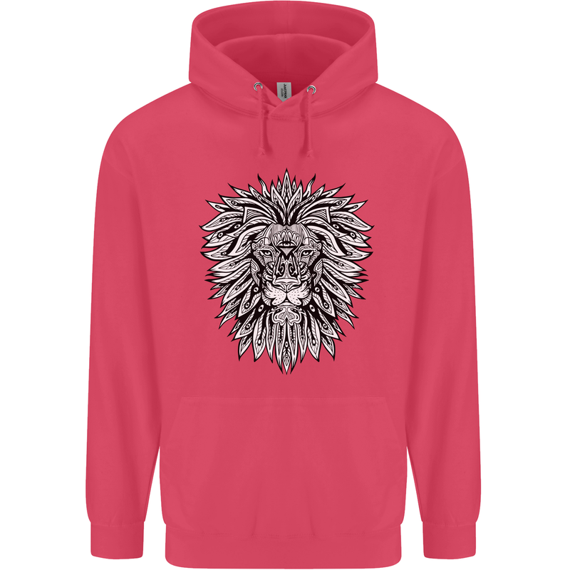 Lion Mandala Art Childrens Kids Hoodie Heliconia