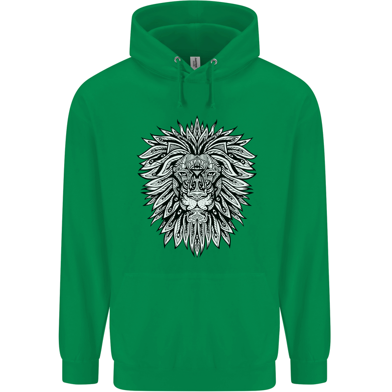 Lion Mandala Art Childrens Kids Hoodie Irish Green
