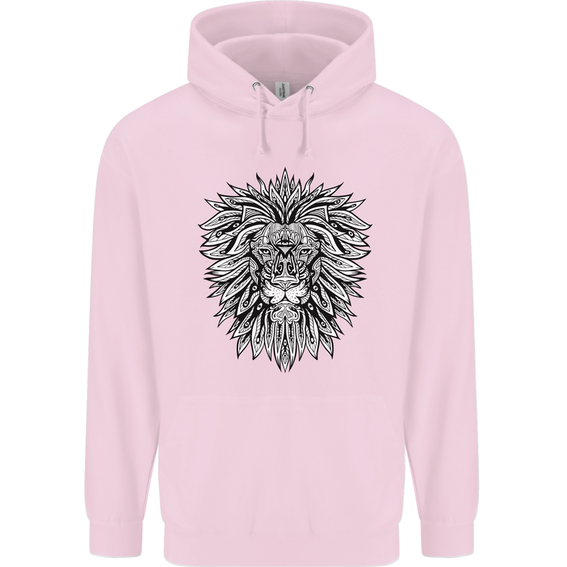 Lion Mandala Art Childrens Kids Hoodie Light Pink