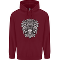 Lion Mandala Art Childrens Kids Hoodie Maroon