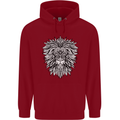 Lion Mandala Art Childrens Kids Hoodie Red
