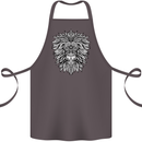 Lion Mandala Art Cotton Apron 100% Organic Dark Grey