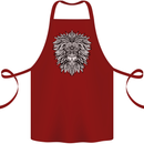Lion Mandala Art Cotton Apron 100% Organic Maroon