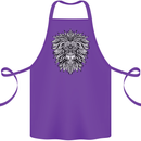 Lion Mandala Art Cotton Apron 100% Organic Purple