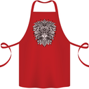 Lion Mandala Art Cotton Apron 100% Organic Red