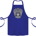 Lion Mandala Art Cotton Apron 100% Organic Royal Blue