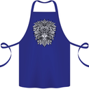 Lion Mandala Art Cotton Apron 100% Organic Royal Blue