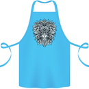 Lion Mandala Art Cotton Apron 100% Organic Turquoise
