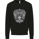 Lion Mandala Art Kids Sweatshirt Jumper Black