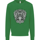 Lion Mandala Art Kids Sweatshirt Jumper Irish Green