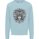 Lion Mandala Art Kids Sweatshirt Jumper Light Blue