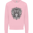 Lion Mandala Art Kids Sweatshirt Jumper Light Pink