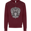 Lion Mandala Art Kids Sweatshirt Jumper Maroon