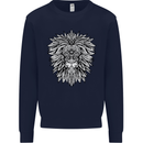 Lion Mandala Art Kids Sweatshirt Jumper Navy Blue
