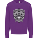 Lion Mandala Art Kids Sweatshirt Jumper Purple