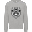 Lion Mandala Art Kids Sweatshirt Jumper Sports Grey