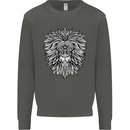 Lion Mandala Art Kids Sweatshirt Jumper Storm Grey