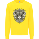 Lion Mandala Art Kids Sweatshirt Jumper Yellow