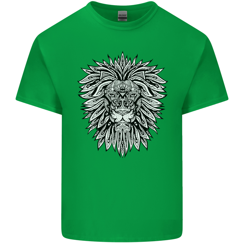 Lion Mandala Art Kids T-Shirt Childrens Irish Green