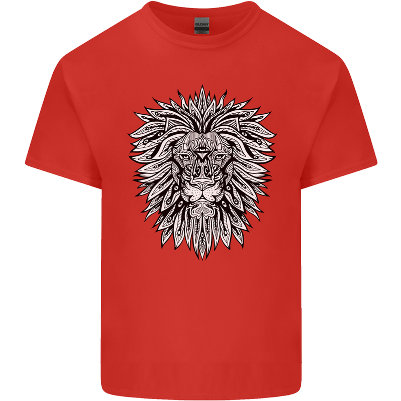 Lion Mandala Art Kids T-Shirt Childrens Red