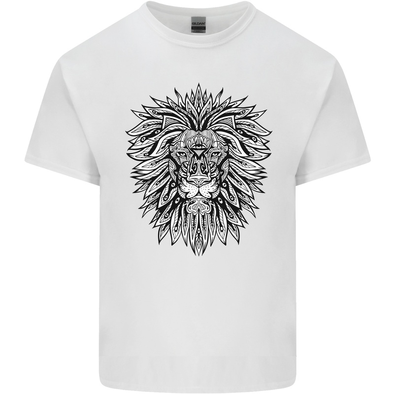 Lion Mandala Art Kids T-Shirt Childrens White