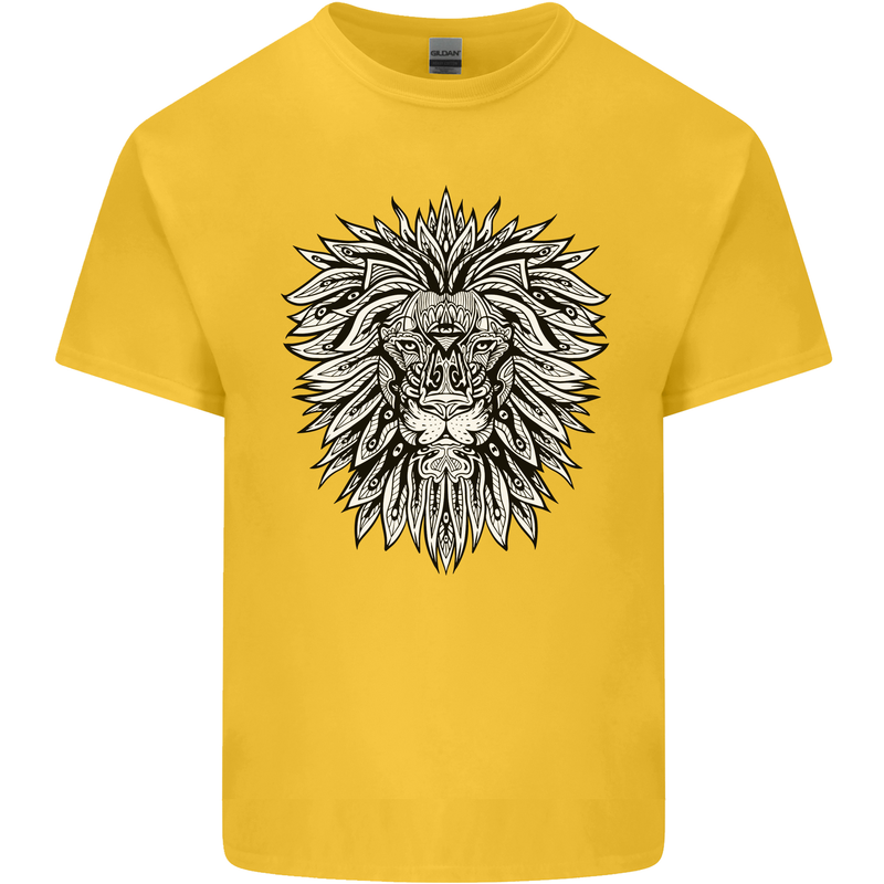 Lion Mandala Art Kids T-Shirt Childrens Yellow