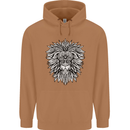 Lion Mandala Art Mens 80% Cotton Hoodie Caramel Latte