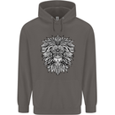 Lion Mandala Art Mens 80% Cotton Hoodie Charcoal