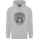 Lion Mandala Art Mens 80% Cotton Hoodie Sports Grey