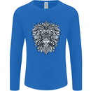 Lion Mandala Art Mens Long Sleeve T-Shirt Royal Blue