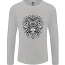 Lion Mandala Art Mens Long Sleeve T-Shirt Sports Grey