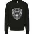 Lion Mandala Art Mens Sweatshirt Jumper Black