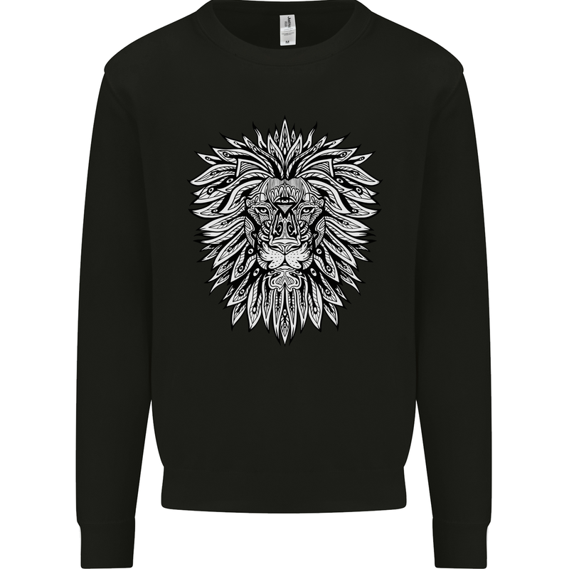 Lion Mandala Art Mens Sweatshirt Jumper Black