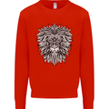 Lion Mandala Art Mens Sweatshirt Jumper Bright Red