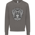 Lion Mandala Art Mens Sweatshirt Jumper Charcoal