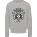 Lion Mandala Art Mens Sweatshirt Jumper Sports Grey