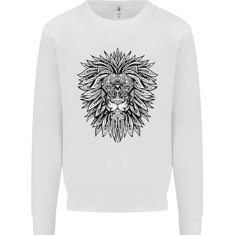Lion Mandala Art Mens Sweatshirt Jumper White