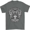 Lion Mandala Art Mens T-Shirt 100% Cotton Charcoal