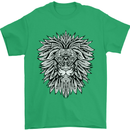 Lion Mandala Art Mens T-Shirt 100% Cotton Irish Green