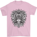 Lion Mandala Art Mens T-Shirt 100% Cotton Light Pink