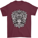 Lion Mandala Art Mens T-Shirt 100% Cotton Maroon