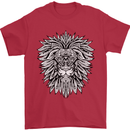 Lion Mandala Art Mens T-Shirt 100% Cotton Red