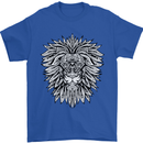 Lion Mandala Art Mens T-Shirt 100% Cotton Royal Blue