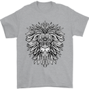 Lion Mandala Art Mens T-Shirt 100% Cotton Sports Grey