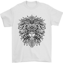 Lion Mandala Art Mens T-Shirt 100% Cotton White