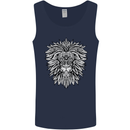 Lion Mandala Art Mens Vest Tank Top Navy Blue