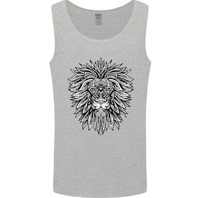 Lion Mandala Art Mens Vest Tank Top Sports Grey