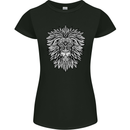 Lion Mandala Art Womens Petite Cut T-Shirt Black
