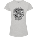 Lion Mandala Art Womens Petite Cut T-Shirt Sports Grey