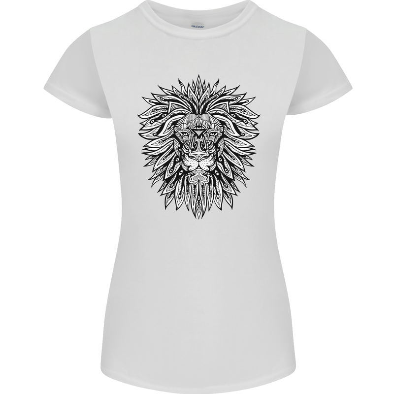 Lion Mandala Art Womens Petite Cut T-Shirt White